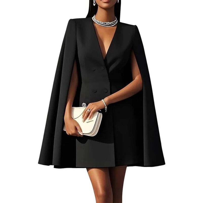 エリートチョイス レディース トップス ワンピース Vネック ケープデザイン ミニ ブレザー キャップ ケープ Elitechoice Womens Cape Sleeve Blazer Dress 10,860円