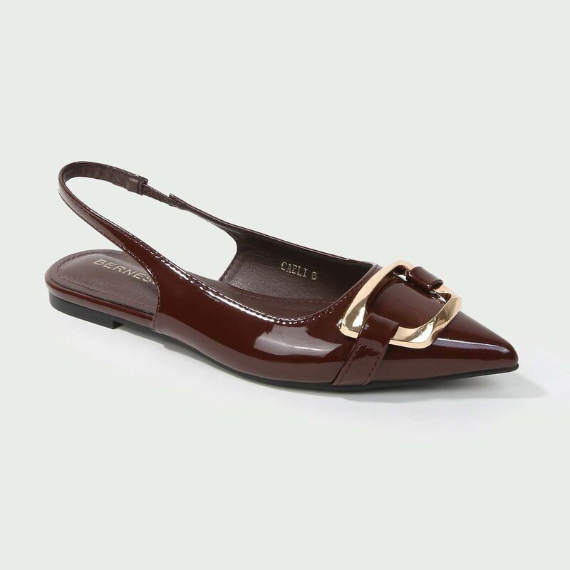 バーネス レディース シューズ サンダル BERNESS Caeli Slingback Flats with Gold Tone Buckle Brown ブラウン