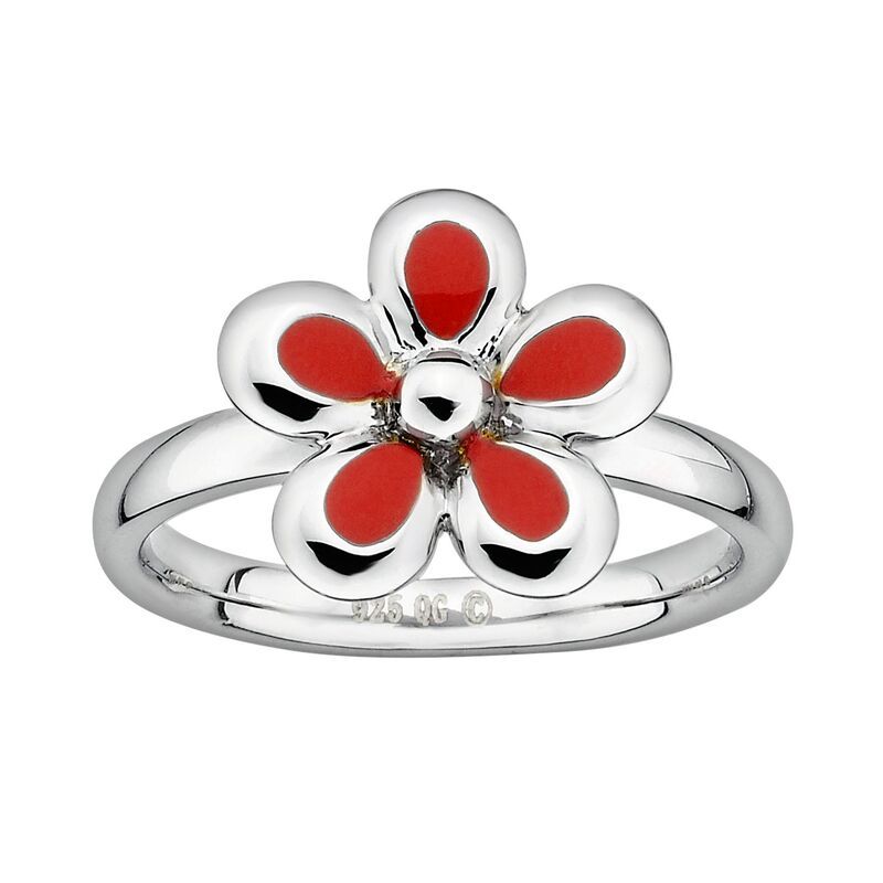 スタックスアンドストーンズ レディース アクセサリー リング Stacks Stonesterling Silvered Enamel Flower Stack Ring Red レッド 41,470円