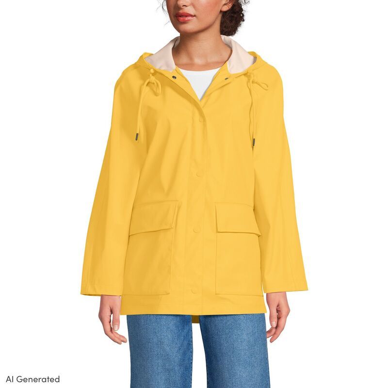 ランズエンド レディース アウター ジャケット・ブルゾン A ライン コート Womens Lands End Aline Slickeraincoat Goldenrod