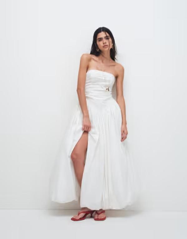 カイア レディース トップス ワンピース マキシ Kaiia exclusive bandeau volume puffball thigh split maxi dress WHITE ホワイト