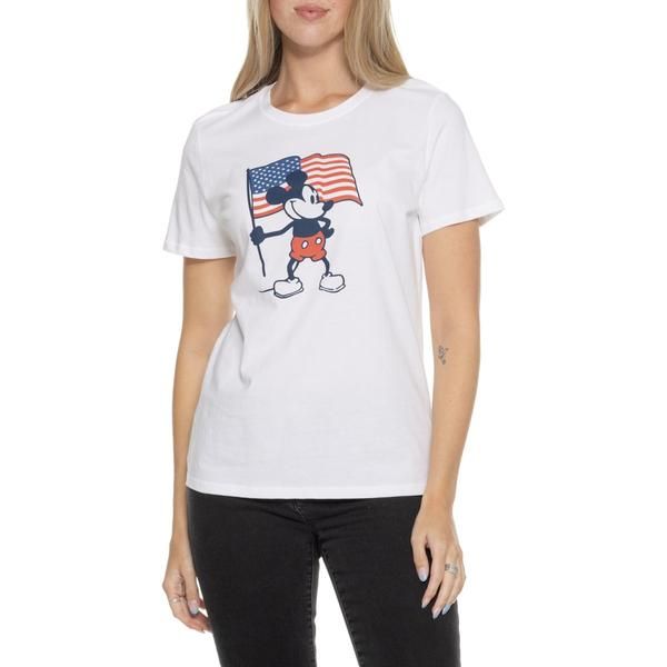 ライフイズグッド レディース トップス シャツ Life is Good Mickey USA Flag Classic TShirt Short Sleeve Cloud White ホワイト