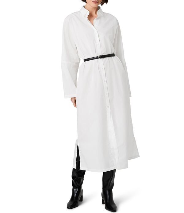 フレンチコネクション レディース トップス ワンピース シャツ コットン マキシ French Connection Cambria Cotton Colla red Long Sleeve Maxi