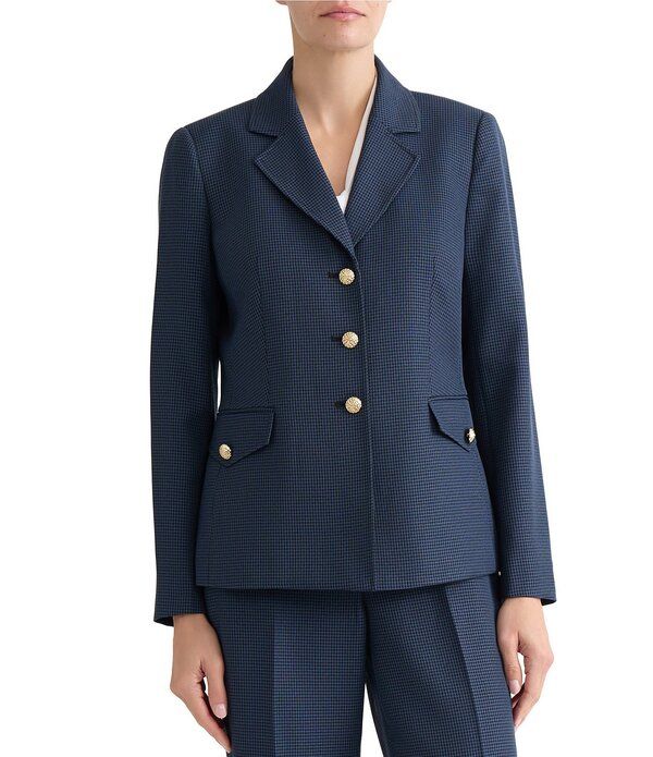 カスパール レディース アウター ジャケット・ブルゾン ボタンダウン ブレザー Kasper Plaid 3 Button Downotch Collar Coordinating Blazer Bl 31,070円