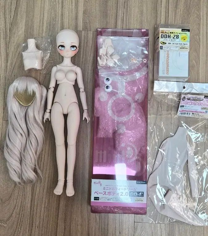 (まとめ/詳細説明必読) ドールフィードリーム mdd 2 0 セミ白 ボディ 本体 ぬいぐるみ 眼球 ボディタイツ ddh28 ウィッグ