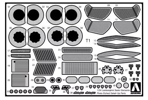 [Used] Plastic Model 1/24 Lamborghini Sesto Element Detail Up Parts Set “Supercar Etched Parts No. 5”
