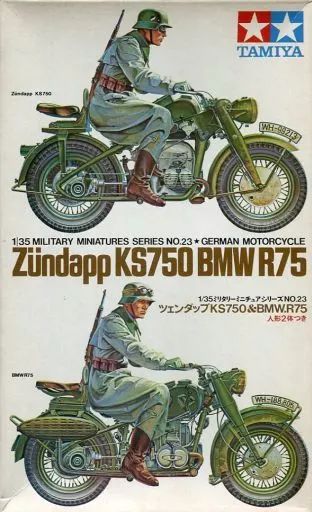 [Used] Plastic model 1/35 Zendap KS750 & BMW R75 “Military Miniature Series No. 23” display model [MM123] list price 250 yen version