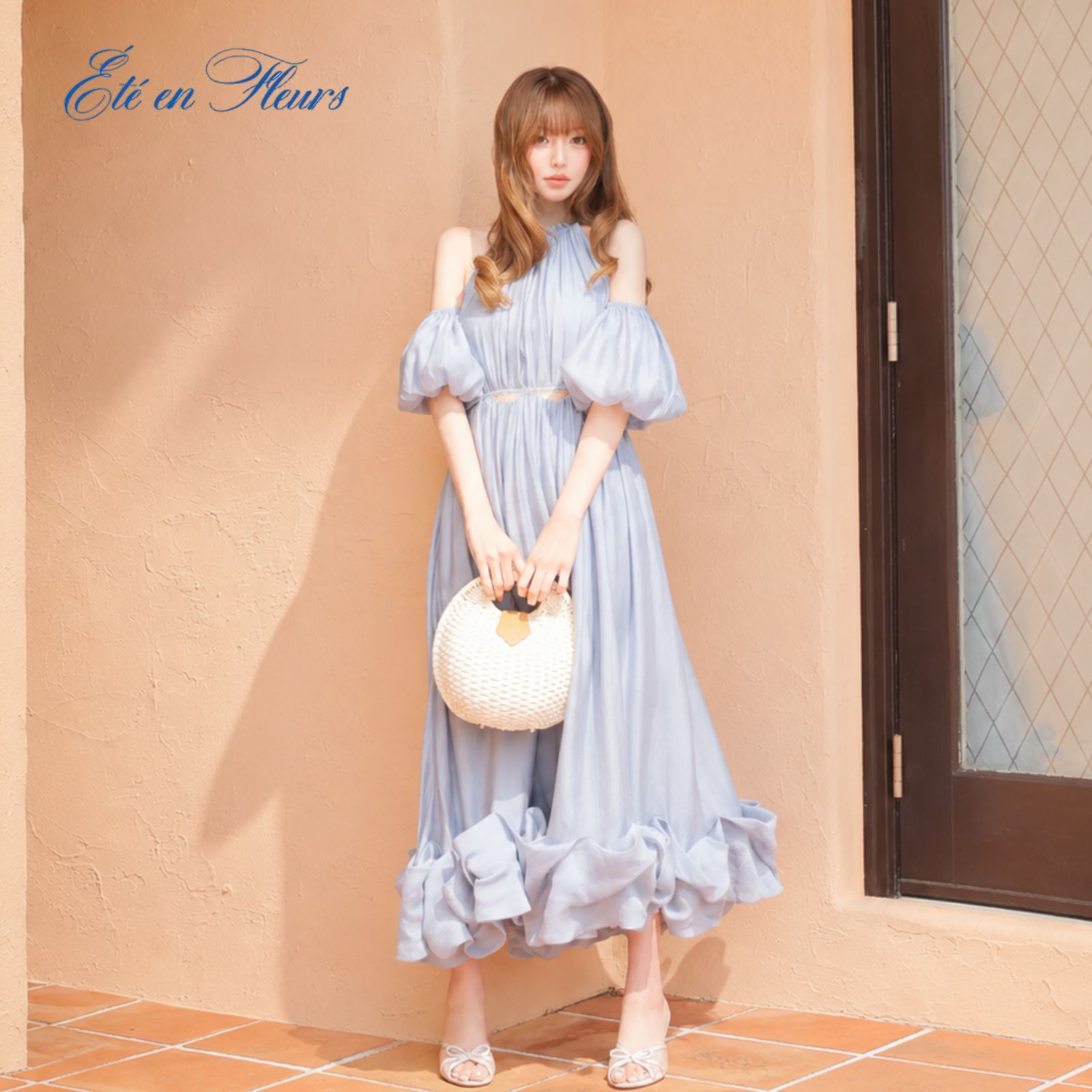 Ete en FLEURS エテアンフルール ローブドフルール VC4681 キャバドレス ロングワンピース ブルー