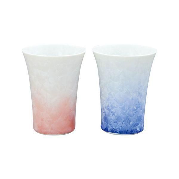 京焼・清水焼 花結晶（白地青赤） ペアフリーカップ 〔フリーカップ（約240ml・約φ80×110mm×2〕 22608107 7,725円