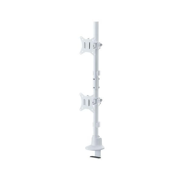 サンワサプライ モニターアーム デュアル ショートアーム 薄型ショートクランプ ホワイト CR-LAC215W 組立品