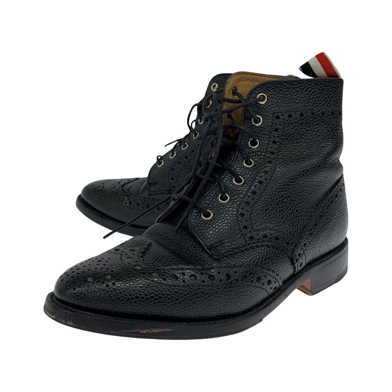 THOM BROWNE トムブラウン ウィングチップ ペブルグレインブーツ size37/ブラック