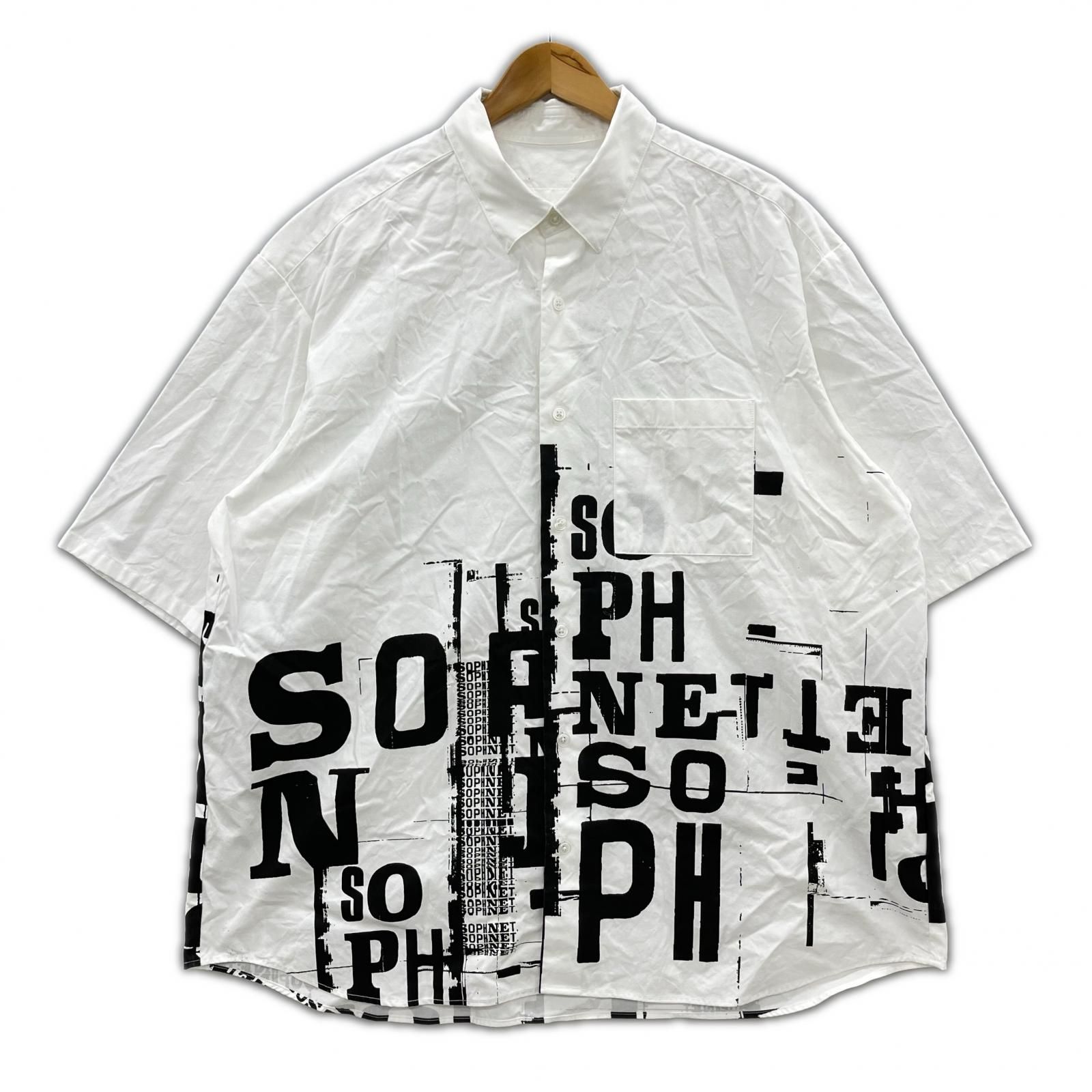 SOPHNET. SIMON TAYLOR: BROKEN BEAUTY S/S SHIRT半袖シャツ sizeL/ホワイト×ブラック