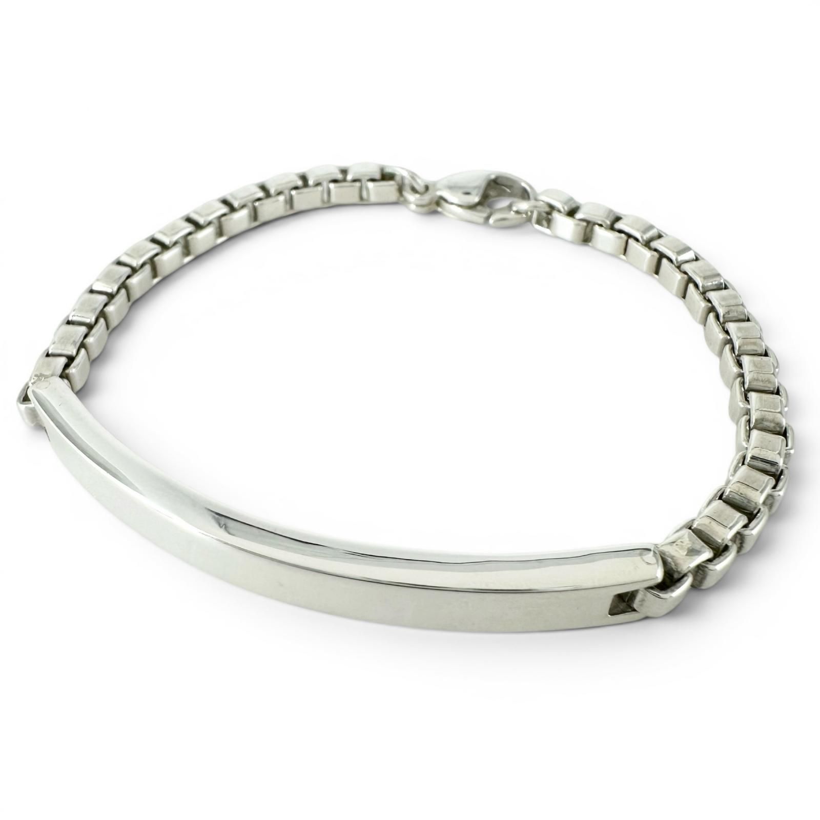 極美品▲TIFFANY&Co. ティファニー ベネチアン リンク ID ブレスレット アクセサリー SV925 シルバー 重量17.4g レディース 箱付き