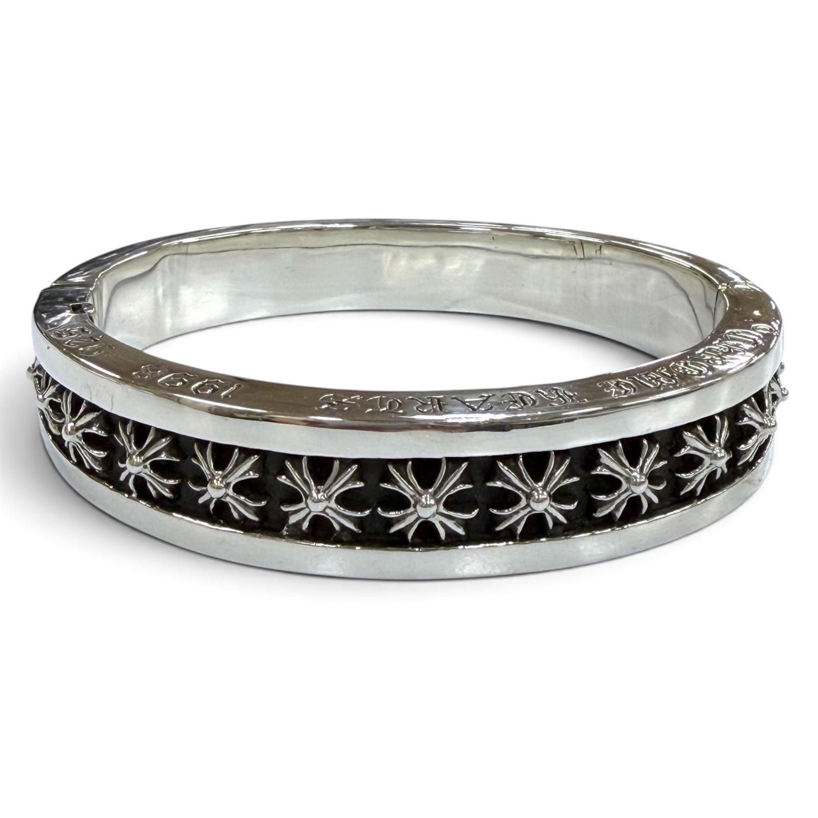 美品▼CHROME HEARTS クロムハーツ NARROW V BAND CH Plus Bangle ナローV バンド CHプラス バングル 925 シルバー 重量151.5g メンズ