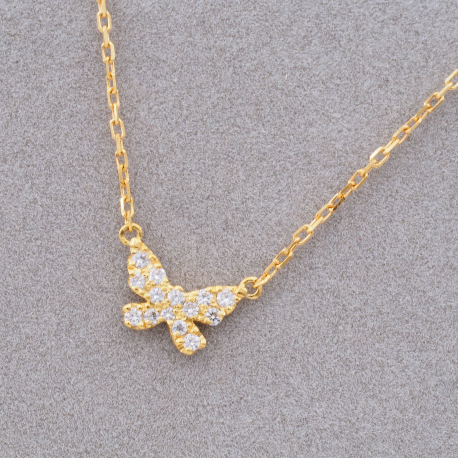 アーカー ネックレス ダイヤ 0.06ct バタフライ パヴェ K18YG