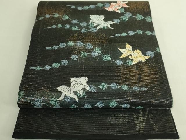 平和屋着物＊極上　夏物　六通柄袋帯　金魚　黒地　金糸　逸品　DZAB8079kh6 33,800円