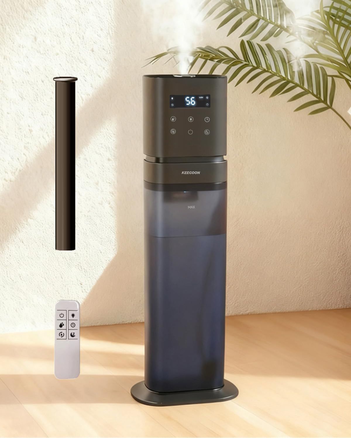 KEECOON 加湿器 大容量 8L 超音波式 業務用 【ESSEでも紹介され】 透明タンク タワー型 業務用加湿器 大型 上から給水 4重除菌 アロマ 切れタイマー リモコン付き 静音 省エネ 三段階噴霧量 連続48時間 自動湿度調整 睡眠モード お手入れ簡