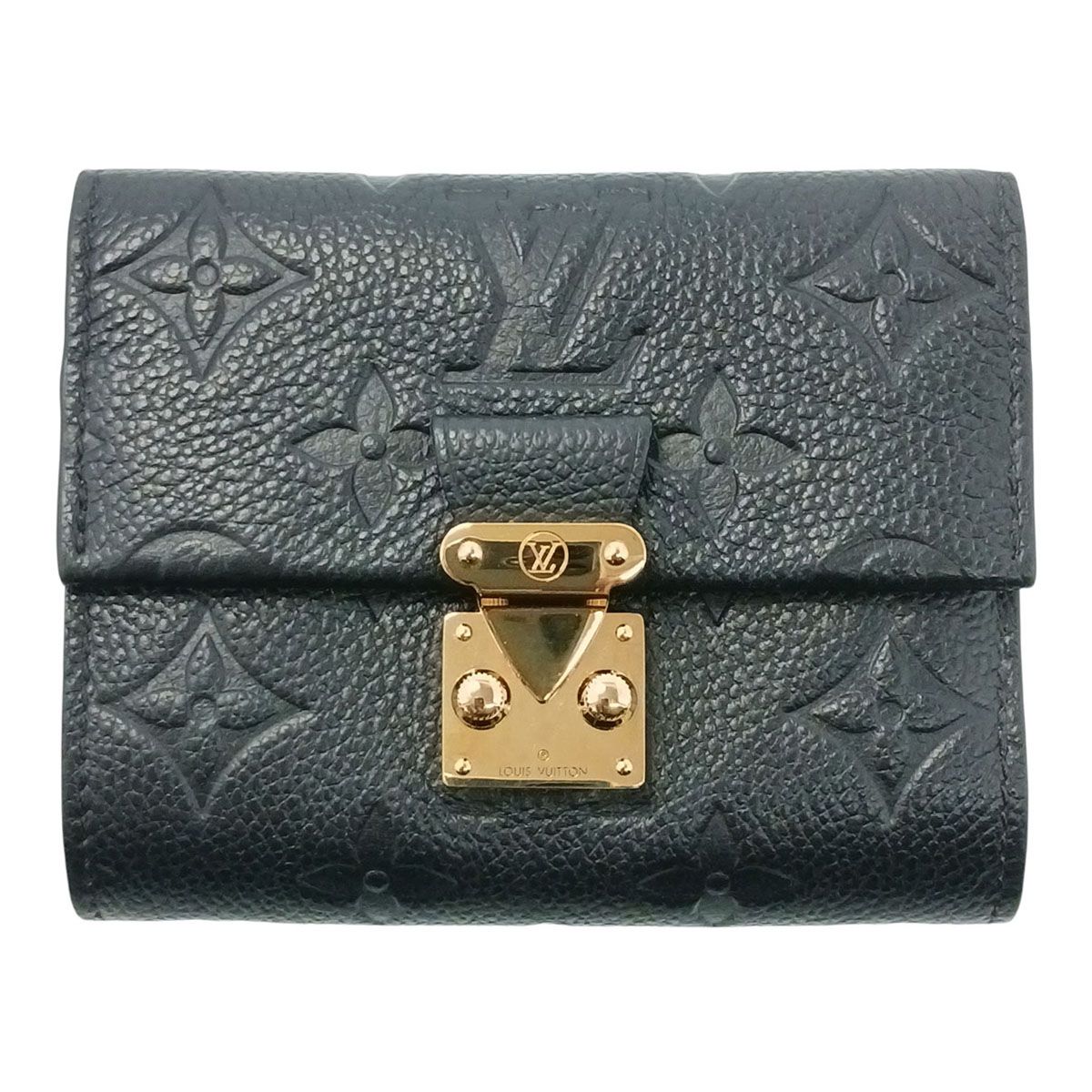 LOUIS VUITTON ルイ・ヴィトン ポルトフォイユ メティス コンパクト 三つ折り財布 M80880 レディース モノグラムアンプラント ブラック ゴールド金具 中古