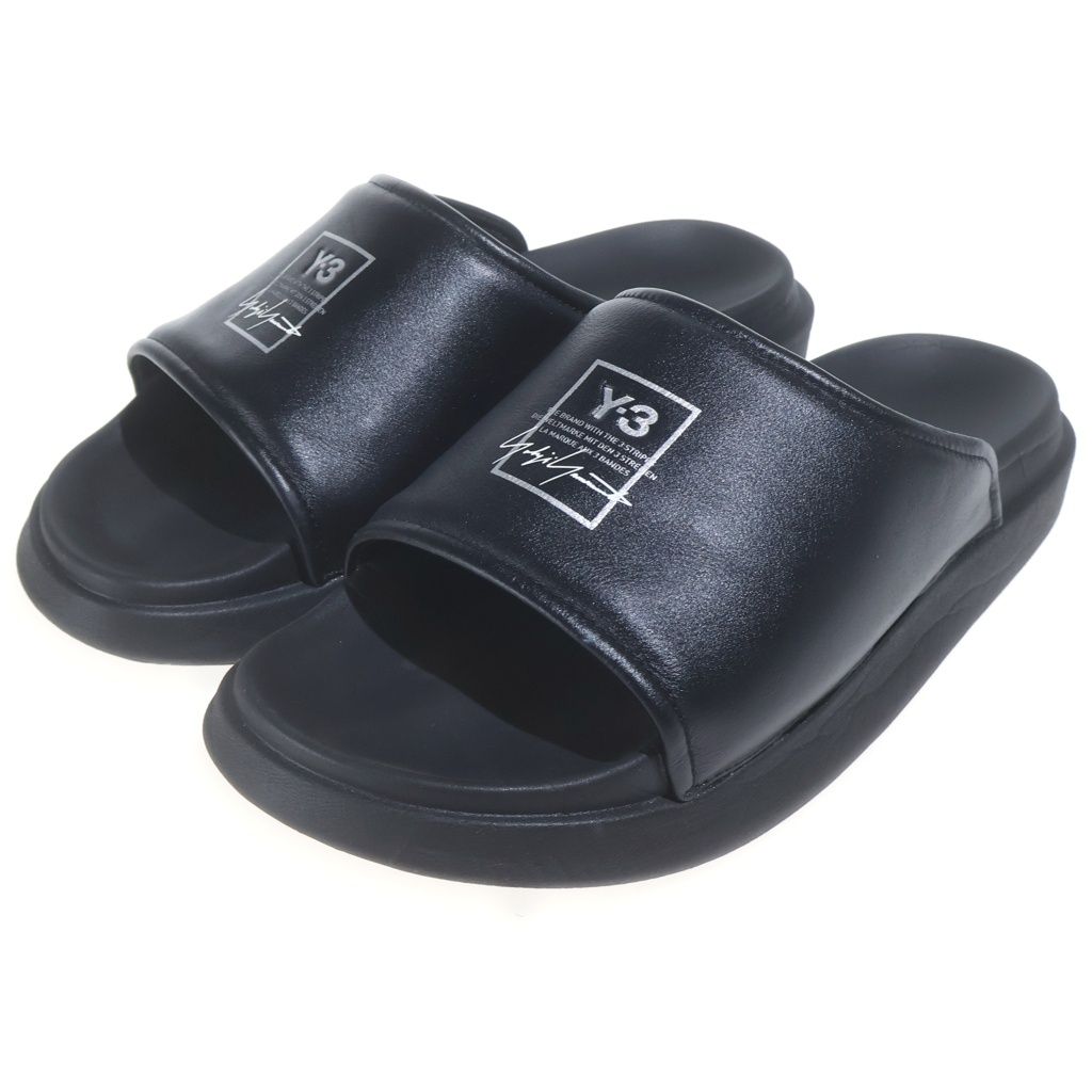 Y-3 (ワイスリー) SLIDE Regular Fit Leather sandal スライド レギュラーフィットレザーサンダル ブラック KI4033