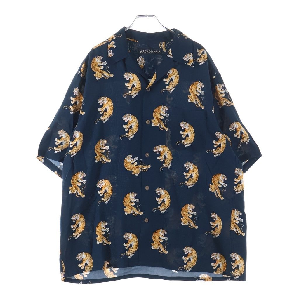 WACKO MARIA (ワコマリア) 26SS ×TIM LEHI HAWAIIAN SHIRT S/S TYPE-2 ティムリーハイ タイガープリント 半袖 ハワイアンシャツ ネイビー 26SS-WMS-HI04