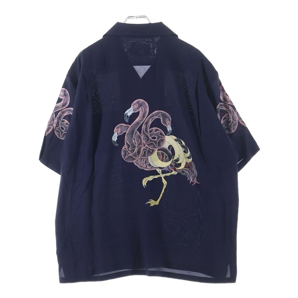 NEXUS7 (ネクサスセブン) ×HAMADARAKA HAWAIIAN SHIRT FRAMINGO ハマダラカ フラミンゴ 半袖 ハワイアンシャツ パープル RCS-NAE-S0C