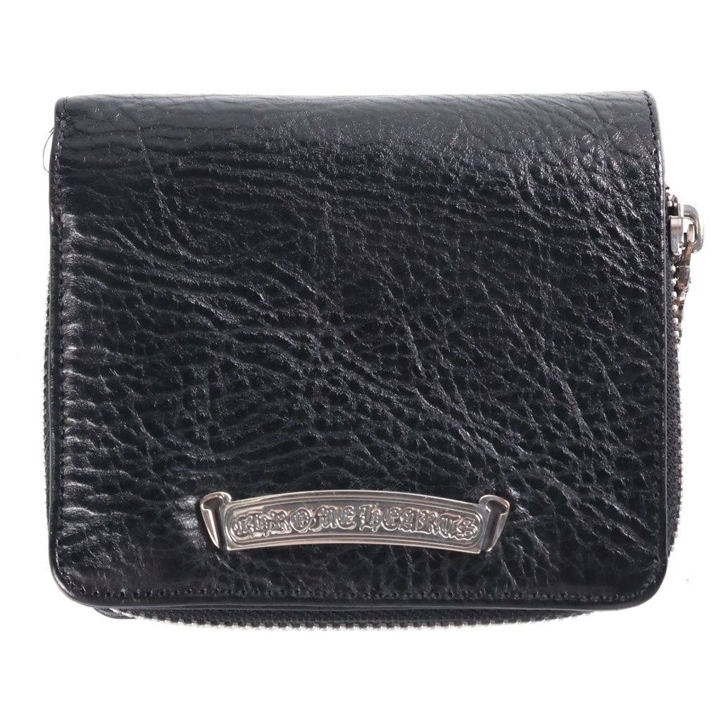 CHROME HEARTS (クロムハーツ) SQ ZIP BILL スクエアジップビル レザーウォレット 財布 ブラック BCA376