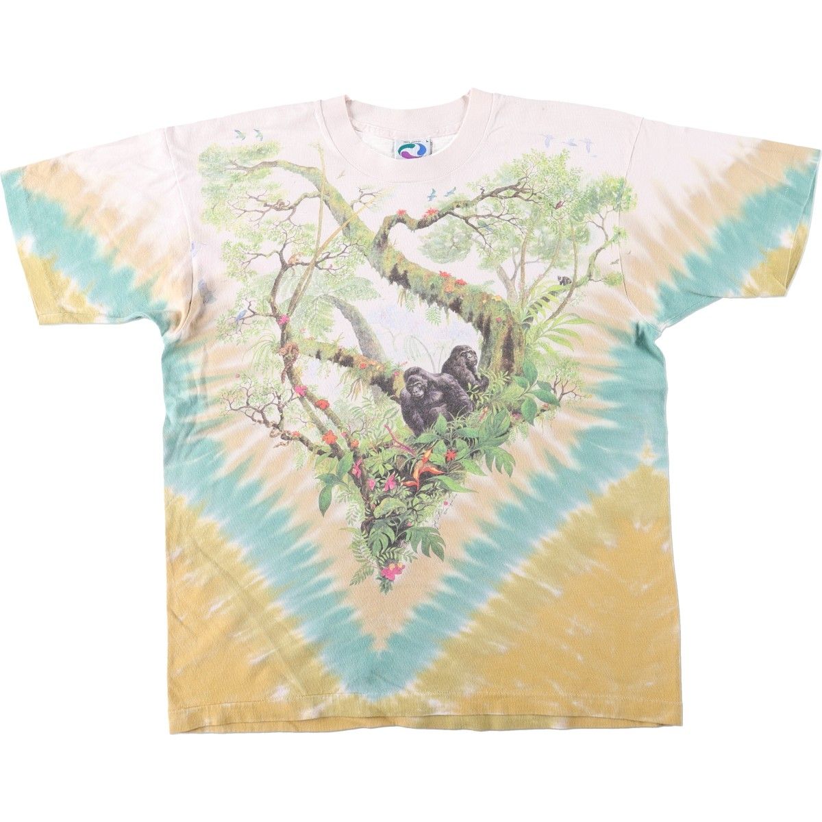古着 90年代 リキッドブルー LIQUID BLUE タイダイ柄 大判プリント アニマルTシャツ USA製 メンズL相当 ヴィンテージ/eaa664848