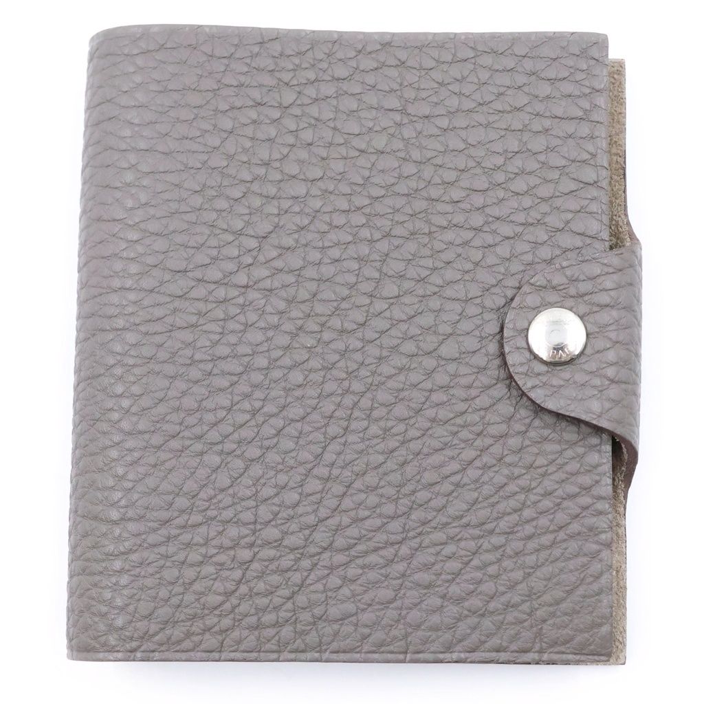 HERMES (エルメス) ユリスPM トリヨンクレマンス レザー 手帳カバー シルバー金具 グレー □O刻印
