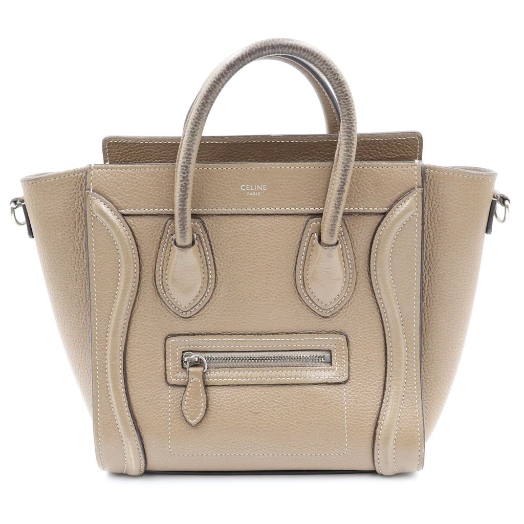CELINE (セリーヌ) Nano Luggage Bag ラゲージ ナノ レザーハンドバッグ ショルダーバッグ ベージュ 189243