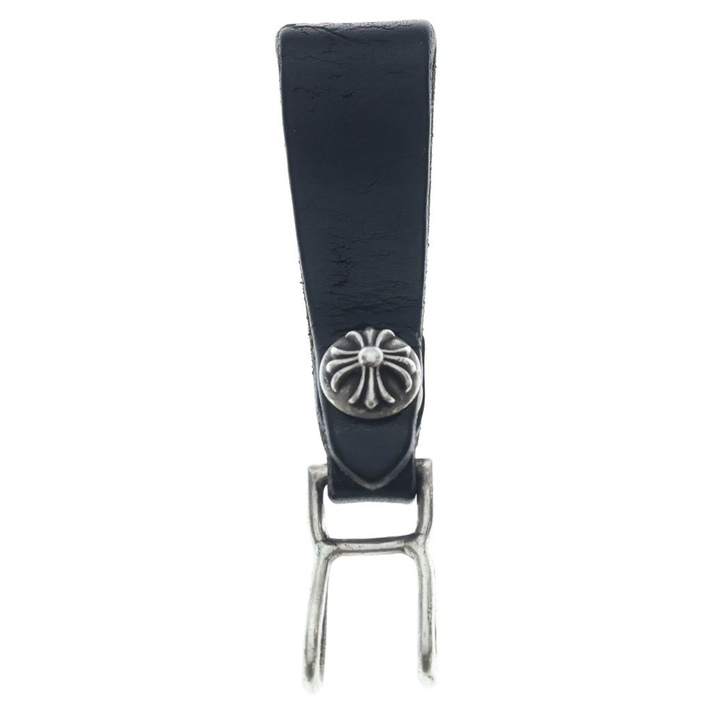 CHROME HEARTS (クロムハーツ) BELT LOOP クロスボールボタンレザーベルトループ シルバー/ブラック