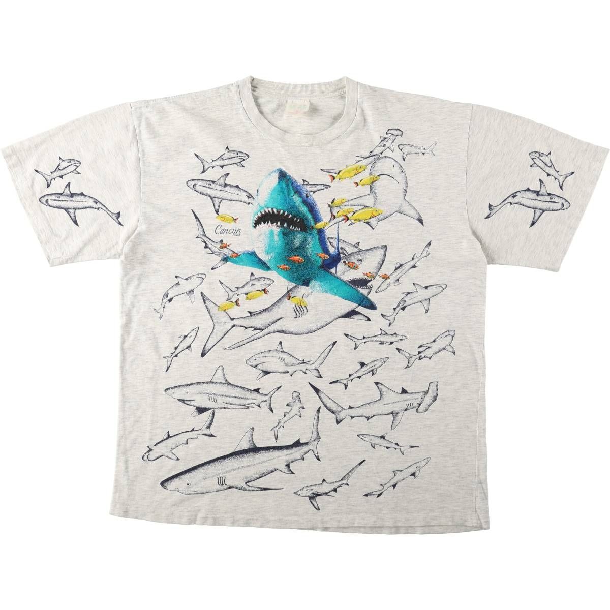 古着 大判プリント 魚柄 アニマルTシャツ メンズXL相当 ヴィンテージ/eaa667339