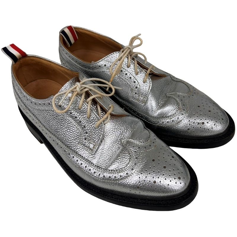THOM BROWNE トム・ブラウン ウィングチップ レースアップ シューズ MFD002A-00198シルバー 本革（レザー） ローファー メンズ 【中古】 22607R57