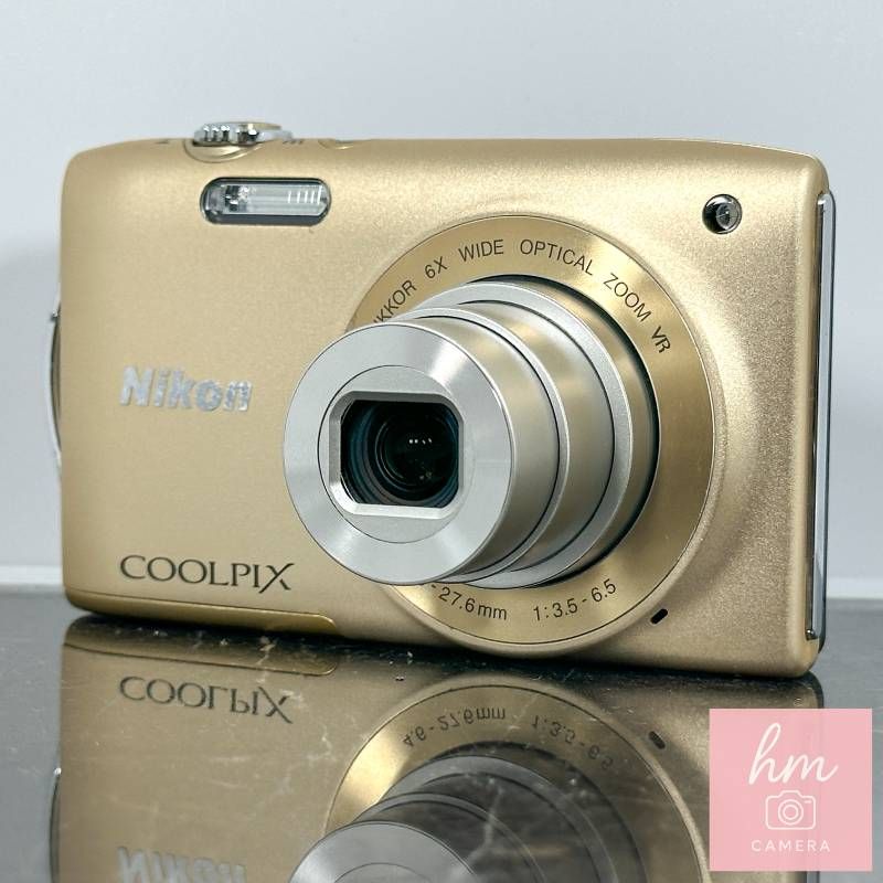 니콘 쿨픽스 S3300 스위트 골드 1,602만 화소 광학 6배 줌 와이드 앵글 26mm 니코르 렌즈 시프트 VR 베스트 페이스 모드 컴팩트 디지털 카메라 니콘 쿨픽스