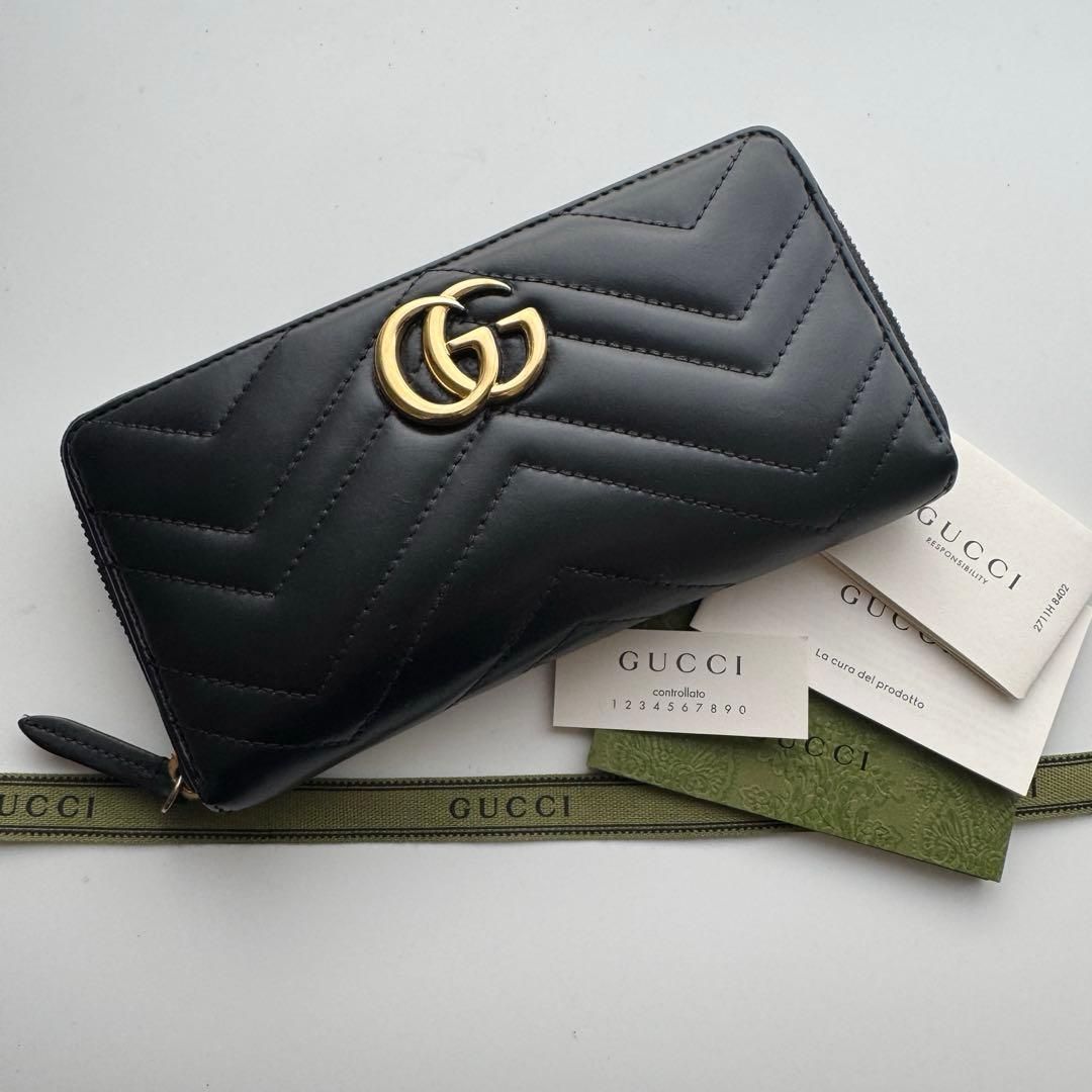 【美品】 543 GUCCI グッチ マーモントラウンドファスナー 長財布