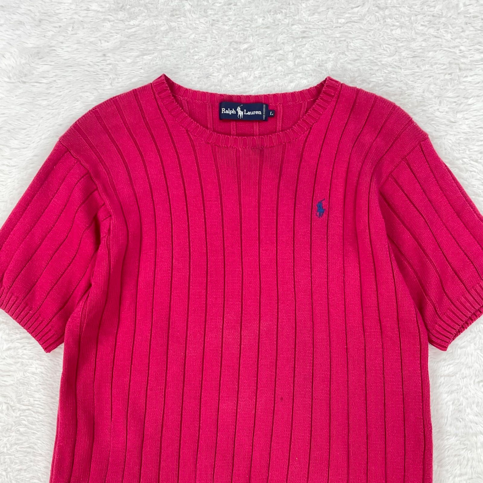 ラルフローレン 90s コットン ニット 半袖 M ピンク ラルフローレン