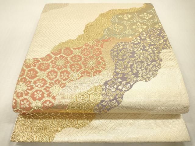 平和屋本店▼全通柄袋帯　佐賀錦道長紋　本金二丁箔全通　正絹　逸品　DABI7890fe 10,878円