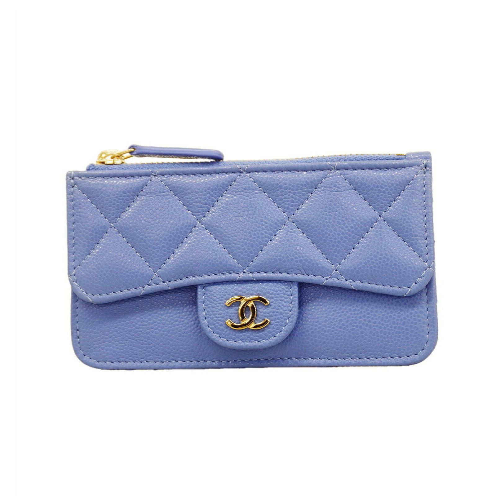 シャネル(Chanel) シャネル 財布・コインケース マトラッセ キャビアスキン ブルー シャンパンレディース P3368129