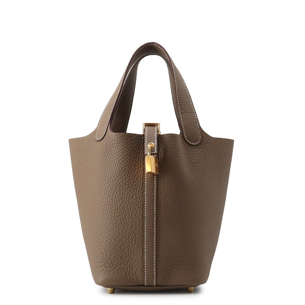 エルメス ハンドバッグ ピコタンロックPM エトゥープ/ゴールド金具 トリヨンクレマンス K刻印 HERMES トートバッグ 408,915円