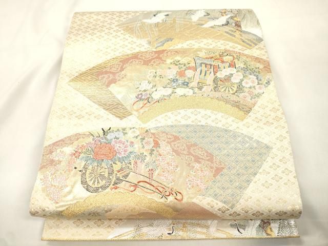 平和屋本店▼六通柄袋帯　京の地紙集　本金箔　正絹　逸品　CABL4645dy