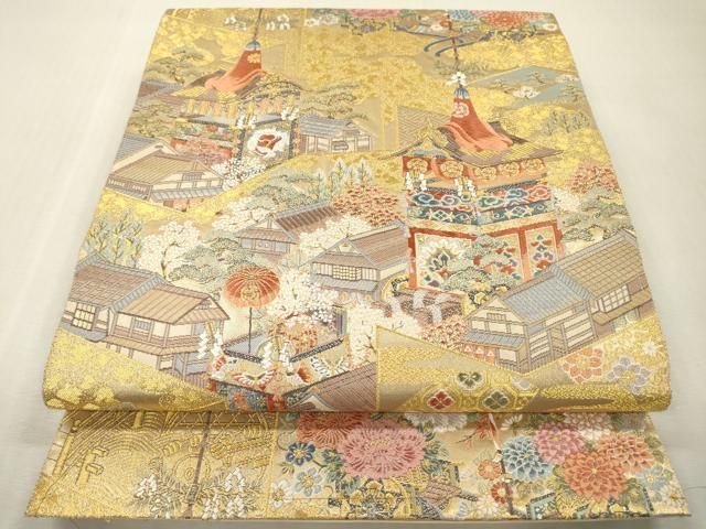 平和屋本店▼六通柄袋帯　唐織　京の屏風絵　本金箔　正絹　逸品　未使用　DABI7804fe 10,584円