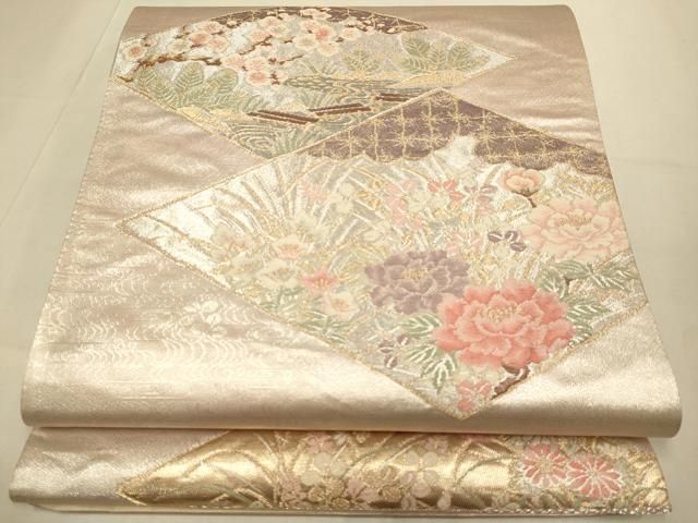 平和屋本店▼西陣　六通柄袋帯　花菱文　本金箔　絹衣　正絹　逸品　未使用　DABJ3918du