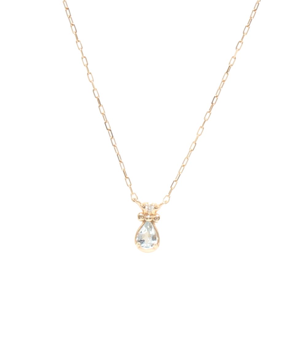 美品 ヨンドシー ネックレス K10 アクアマリン ダイヤ レディース 4℃