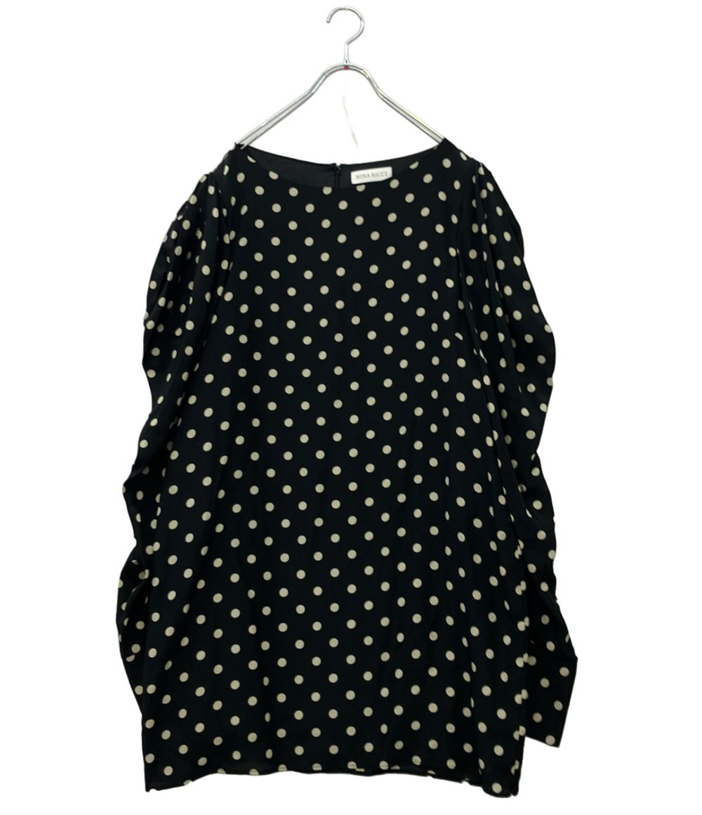 ニナリッチ 長袖ワンピース ポルカドット シルク ミニドレス レディース NINA RICCI
