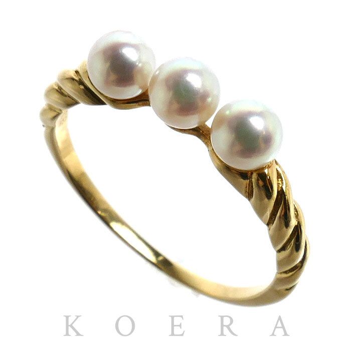 MIKIMOTO ミキモト K18YG イエローゴールド リング・指輪 アコヤパール約3.7mm 8.5号 1.7g レディース 中古 27,170円