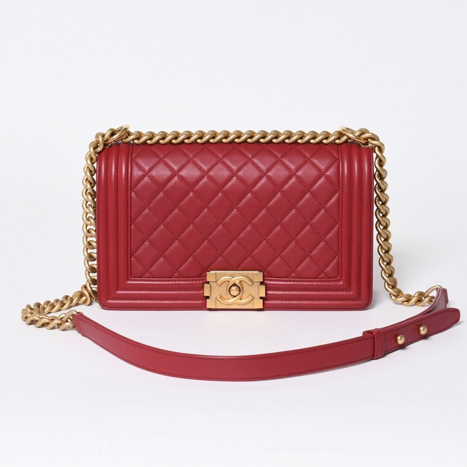 CHANEL シャネル ボーイシャネル チェーンショルダーバッグ ショルダーバッグ 26番台 ラムスキン ココマーク ピンク ゴールド金具 美品 中古 4a006431