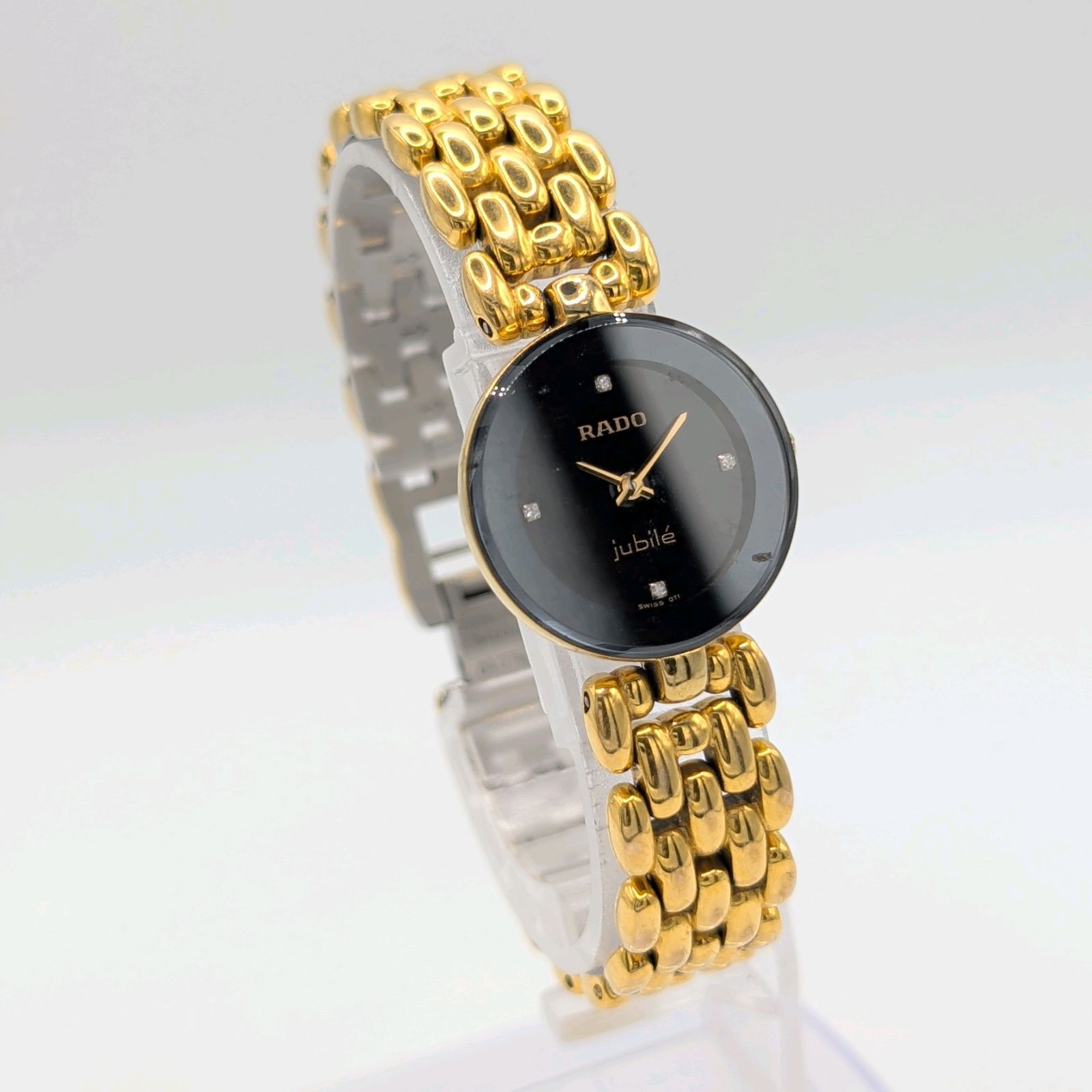 RADO クォーツ 腕時計 ブラック ゴールド レディース RADO jubile 153.3678.2 Watch QZ Ladies Gold Black Dial Y2K 00S