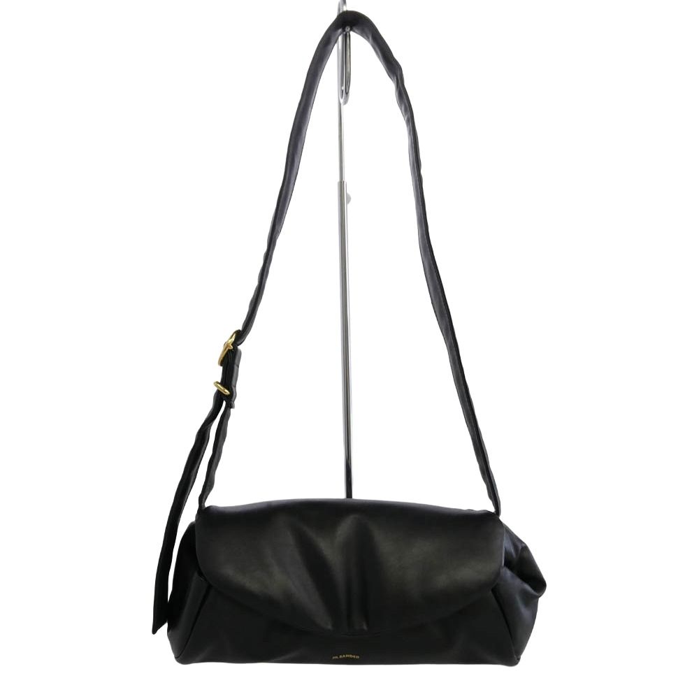 JIL SANDER ジルサンダー 24AW J07WD0076 P6569 001 Cannolo Padded SMALL カンノーロ パデッド スモール レザー ショルダーバッグ ゴールド金具 ブラック系【美品】【中古】