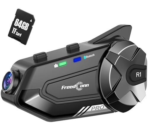 N◆FreedConn R1Pro バイク インカム カメラ付き インカム バイク ドラレコ 6人同時通話 連続使用38時間 140°超広角 2.5K 4.5H連続録画 バイク用ドライブレコーダー WiFi対応 ループ録画 最大512GB対応 13e0f30a