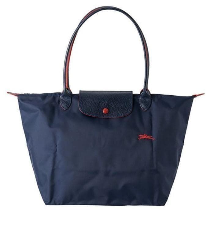 ?ロンシャンＭ トートバッグ ル・プリアージュ クラブ NAVYネイビー/レッド