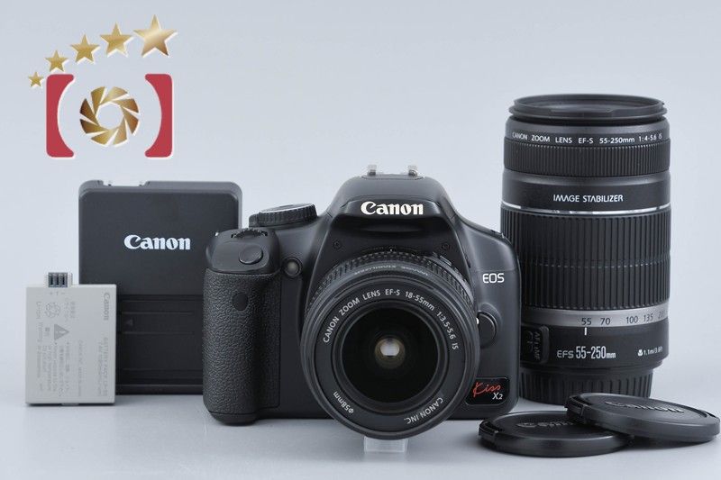 【中古】Canon キヤノン EOS Kiss X2 ダブルズームキット シャッター回数僅少 15,184円